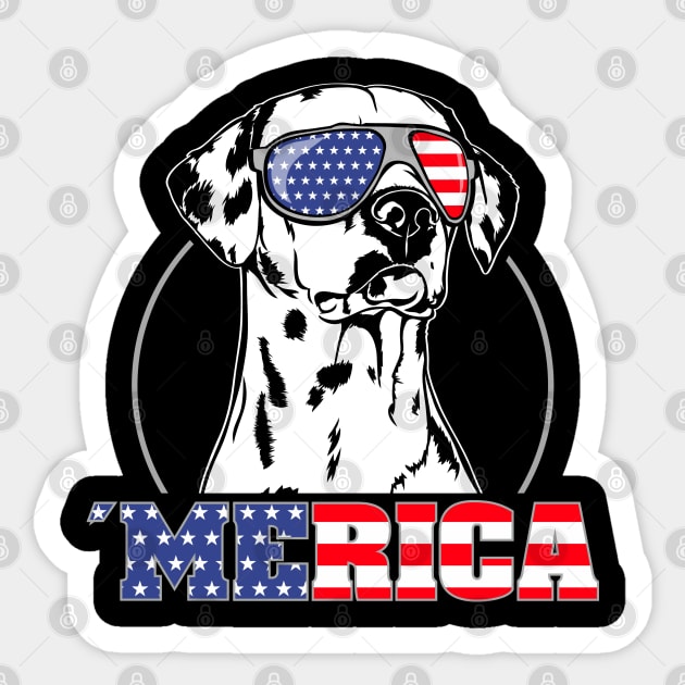 Dalmatian American Flag Merica patriotic dog Sticker by wilsigns